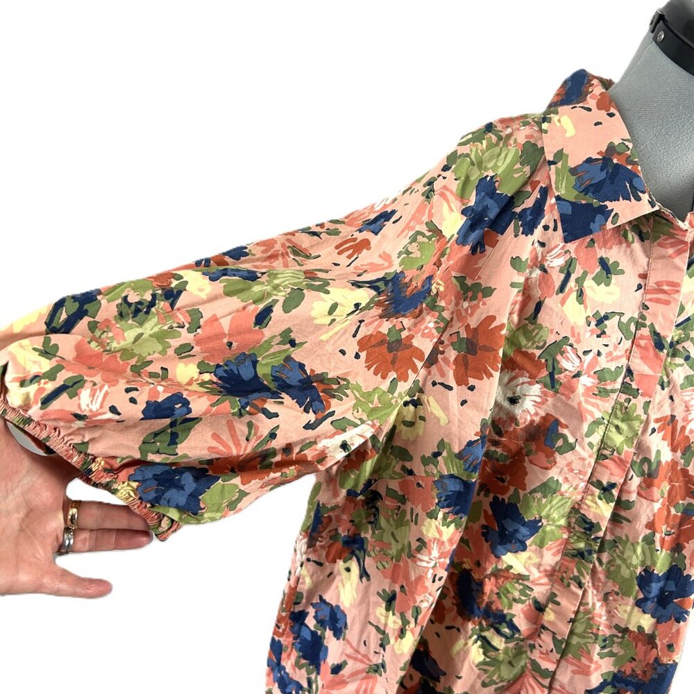 Eloquii Elements Floral Button Puff Sleeve Dress Plus 24 (no Sash) - Picture 3 of 6